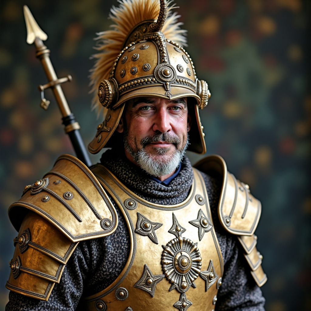 jon407 man, ornate, ceremonial armor, in-FLUX TRAI